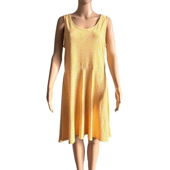 2 Dye 4 Yellow floral print summer dress with keyhole cut out back size L - Picture 4 of 14